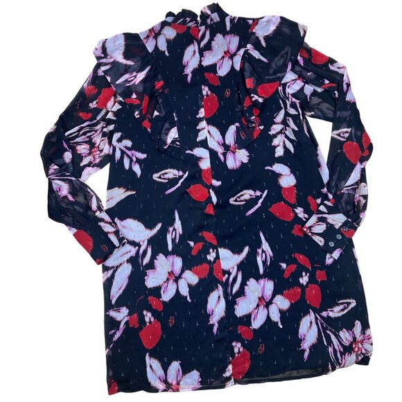 Sanctuary Women’s Black Floral Babydoll Mini Dress Mock Neck Size Small NWT - Picture 4 of 7